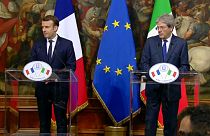 Emmanuel Macron and Paolo Gentiloni hold press conference in Rome