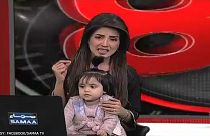 Samaa TV anchor Kiran Naz brought her young daughter to her Karachi-based s