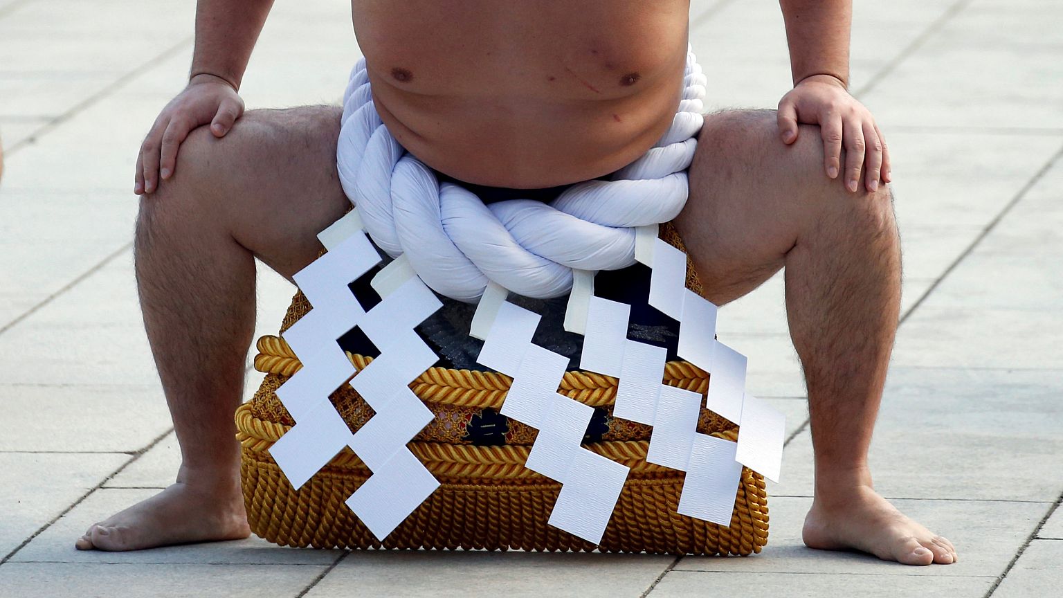 Sumoringer Yokozuna Kakuryu bei einer Nuejahrs-Zeremonie in Tokio