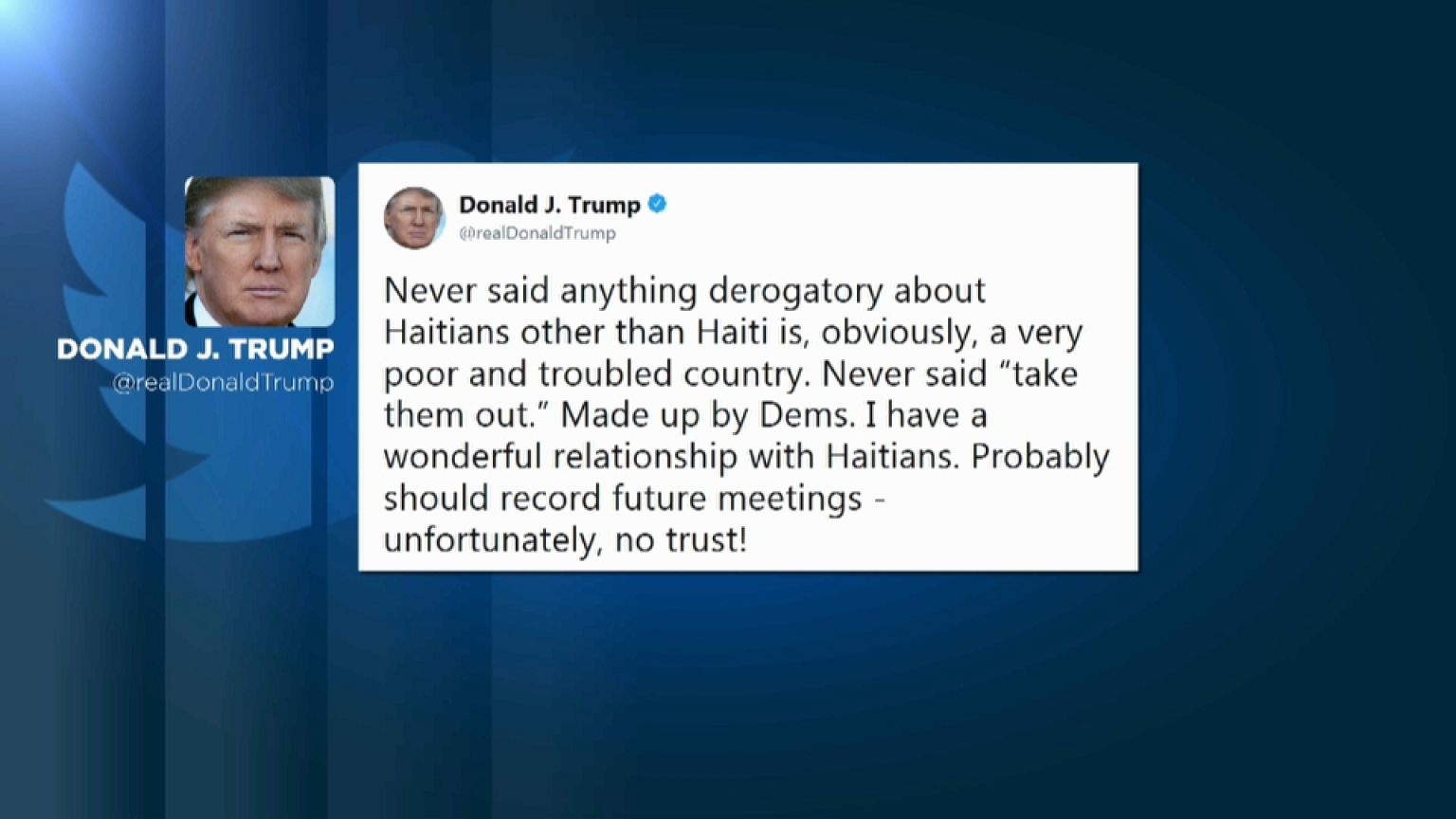 Trump acusa a los demócratas de poner en su boca los "agujeros de mierda"