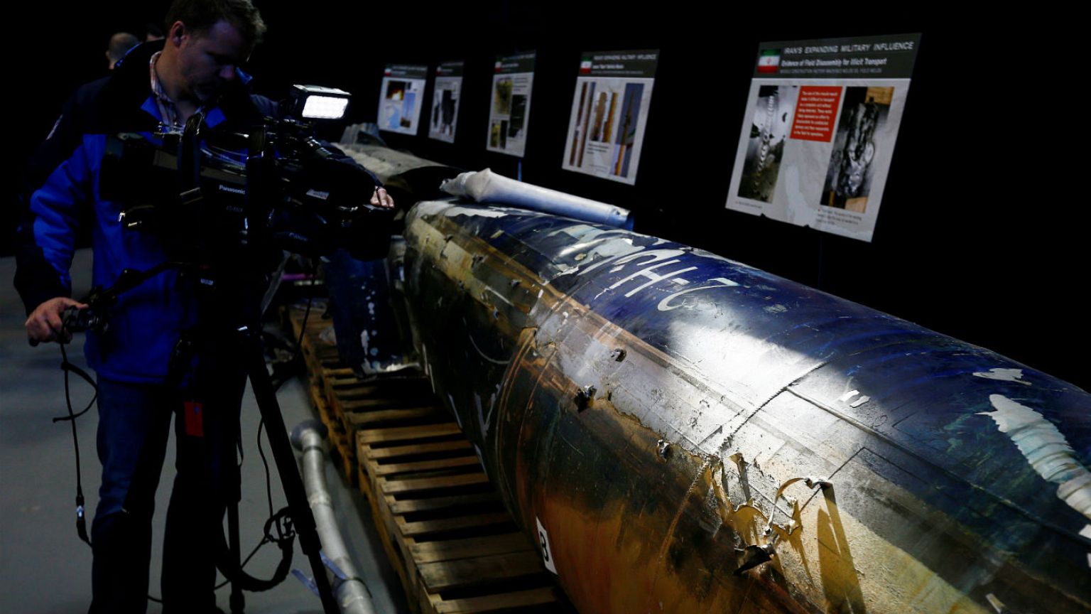 U.S. Defense says is a "QIAM" ballistic missile manufactured In IRAN
