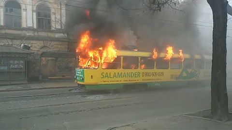 В Одессе на ходу загорелся трамвай с пассажирами