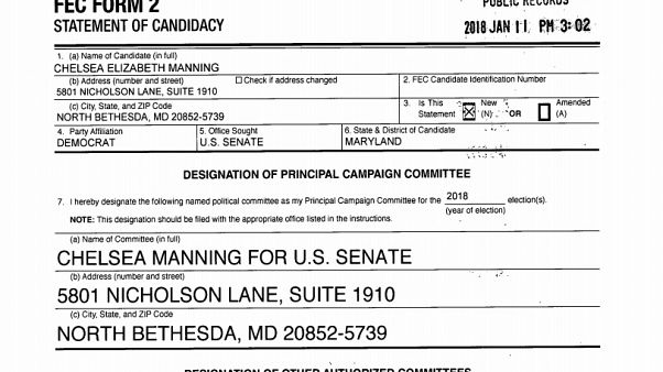 "La dichiarazione di candidatura" di Chelsea Elizabeth Manning "La dichiarazione di candidatura" di Chelsea Elizabeth Manning