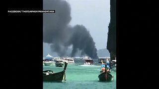 Thai tourist boat on fire