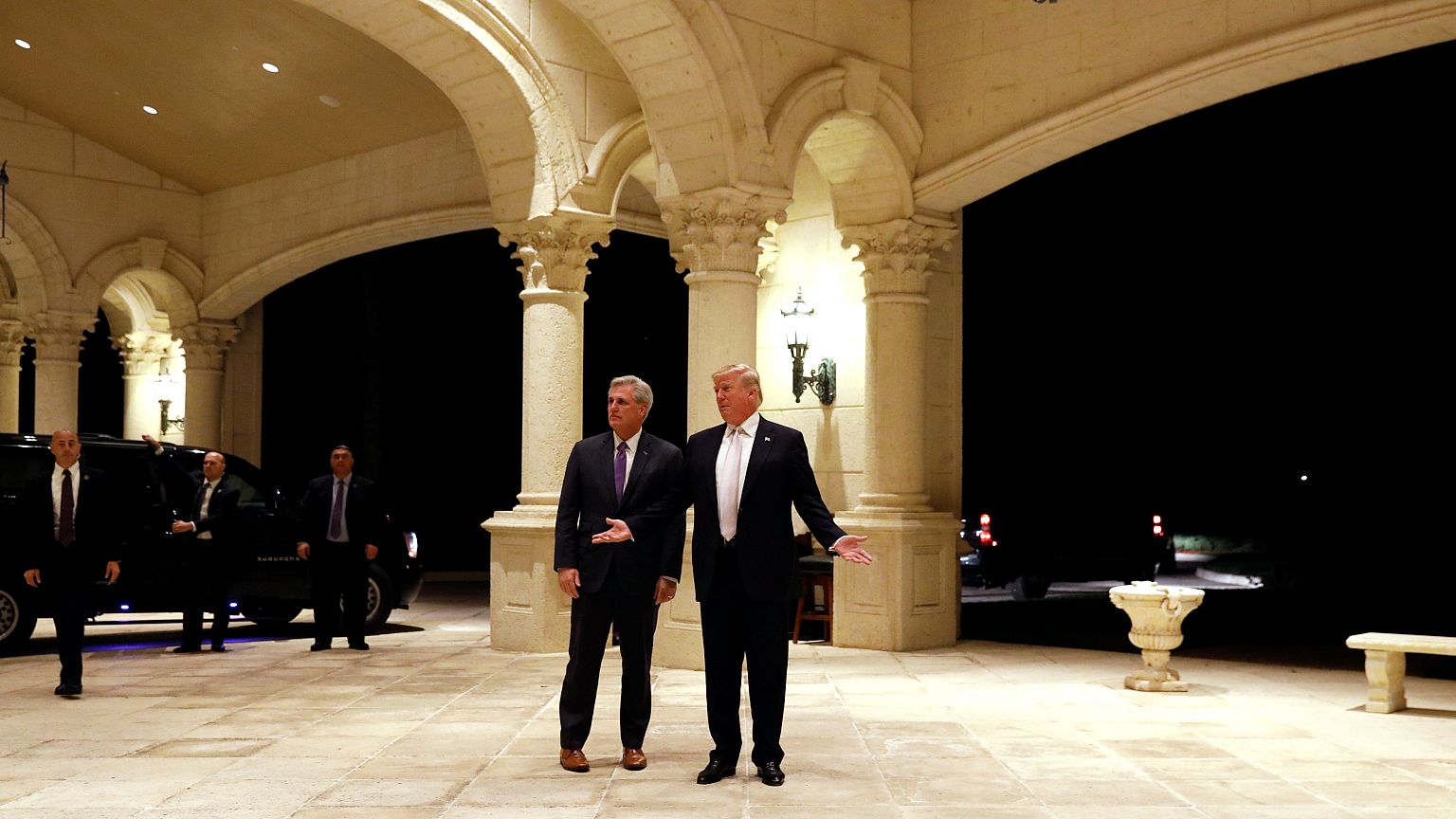 Trump bei der Ankunft in dem Golfclub