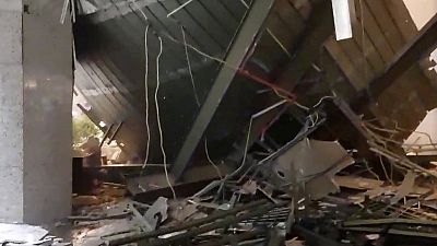 The moment an Indonesia Stock Exchange walkway collapses