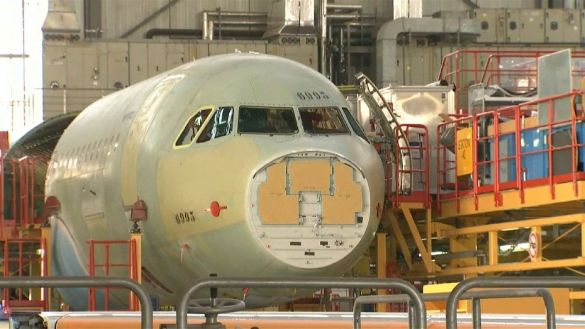 Airbus A380 airliner in production