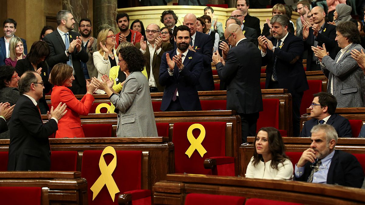 Catalan parliament holds first meeting, voting in separatist MP as speaker 