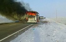 آتش گرفتن اتوبوس در قزاقستان ۵۲ کشته برجای گذاشت