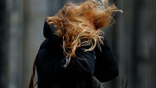 شاهد: الرياح القوية تطيح بالمشاة في شوارع هولندا