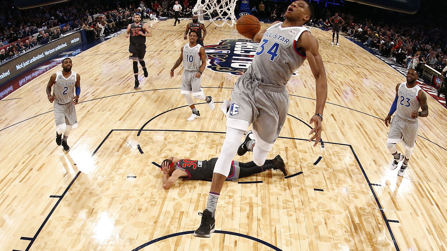 Feb 19, 2017; New Orleans, LA, USA; Eastern Conference forward Giannis Ante
