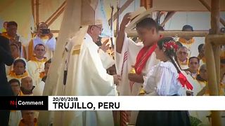 Ferenc pápa ellátogatott Peru árvíz sújtotta régiójába