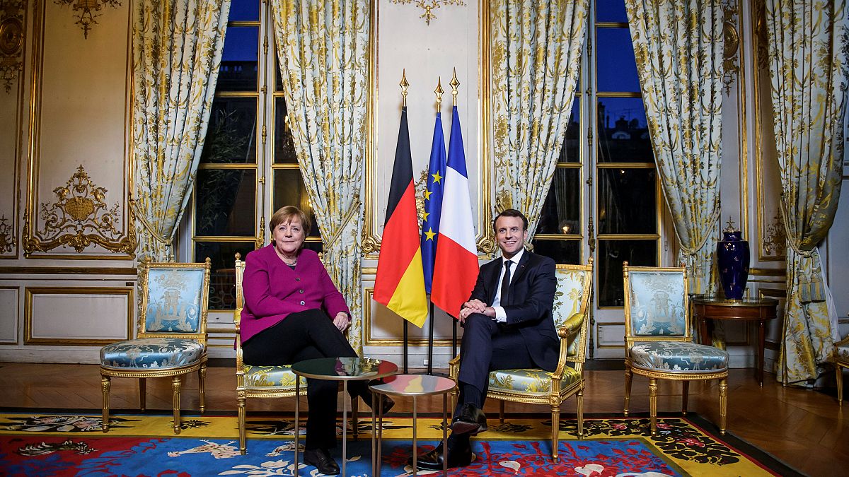 Merkel und Macron bei ihrem Treffen im Élysée-Palast am 19. Januar 2018.