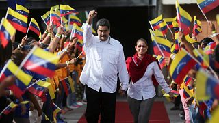 Venezuela's President Nicolas Maduro with his wife Cilia Flores