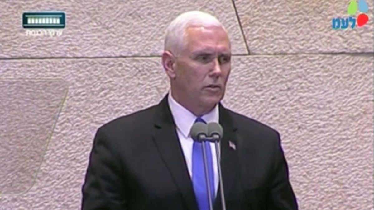 US Vice President Mike Pence addressing Israeli parliament