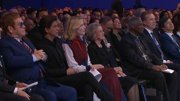 Elton John, Shah Rukh Khan and Cate Blanchett at Davos opening ceremony Elton John, Shah Rukh Khan and Cate Blanchett at Davos opening ceremony