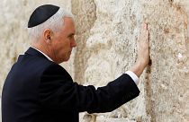 US Vice President Mike Pence touches the Western Wall in Jerusalem
