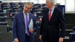 EU Brexit negotiator Michel Barnier talks with Nigel Farage, UKIP