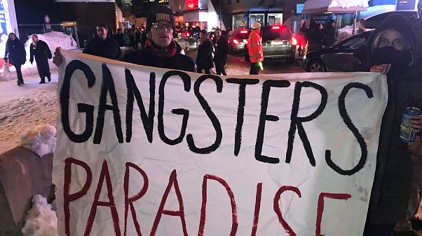 Houve também tempo para protestos em Davos Houve também tempo para protestos em Davos