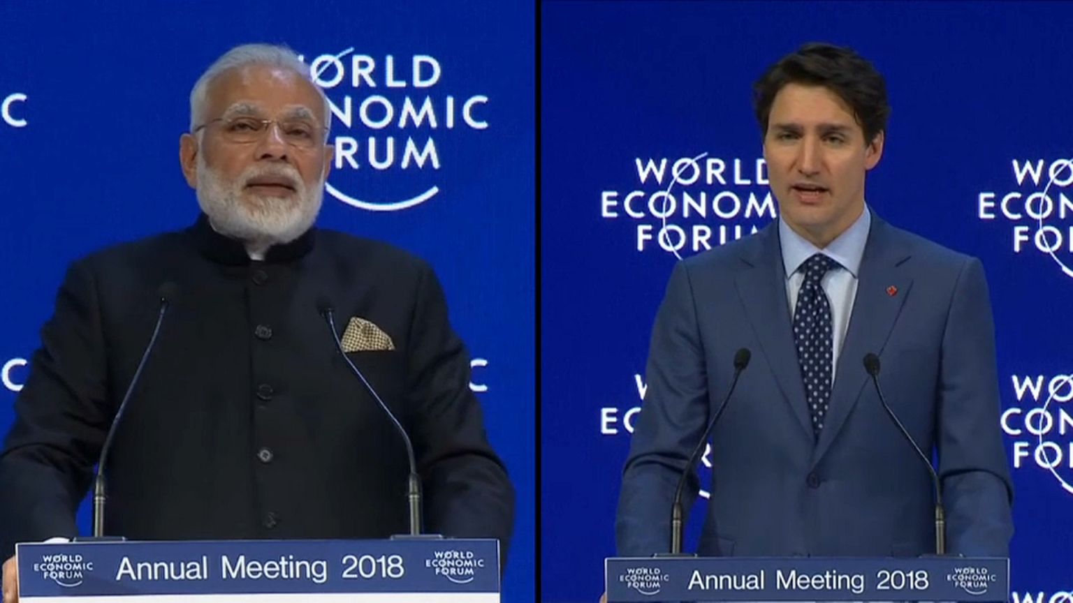 Keine Abschottung: Modi und Trudeau warnen in Davos vor Protektionismus
