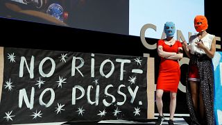Pussy Riot performer Nadya Tolokonnikova wearing a mask