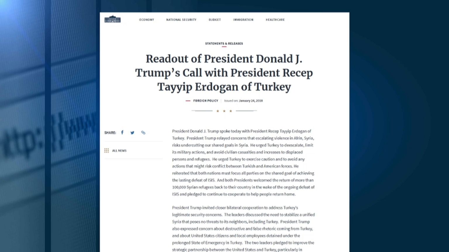Трамп и Эрдоган поговорили о Сирии