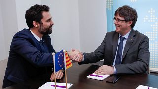 Puigdemont y Roger Torrent, presidente del Parlamento catalán