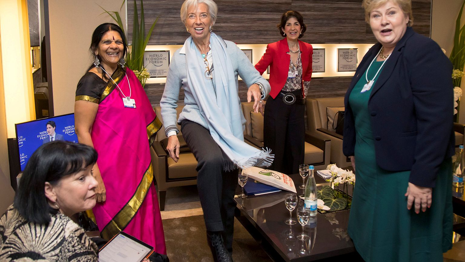 Christine Lagarde , Erna Solberg, Sharan Burrow, social activist Chetna Sin