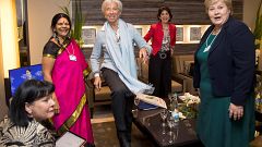 Christine Lagarde , Erna Solberg, Sharan Burrow, social activist Chetna Sin