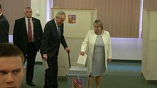 Milos Zeman votes in Czech Republic presidential run-off