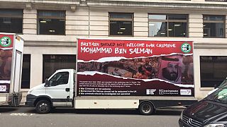 شاحنة في لندن ضمن حملة للتنديد بزيارة ولي العهد السعودي محمد بن سلمان