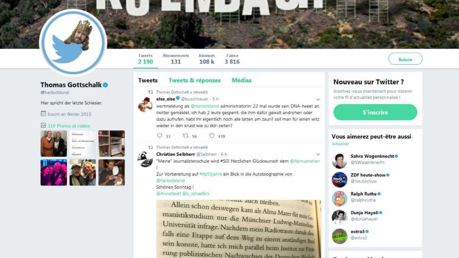 Twitter-Seite von Thomas Gottschalk