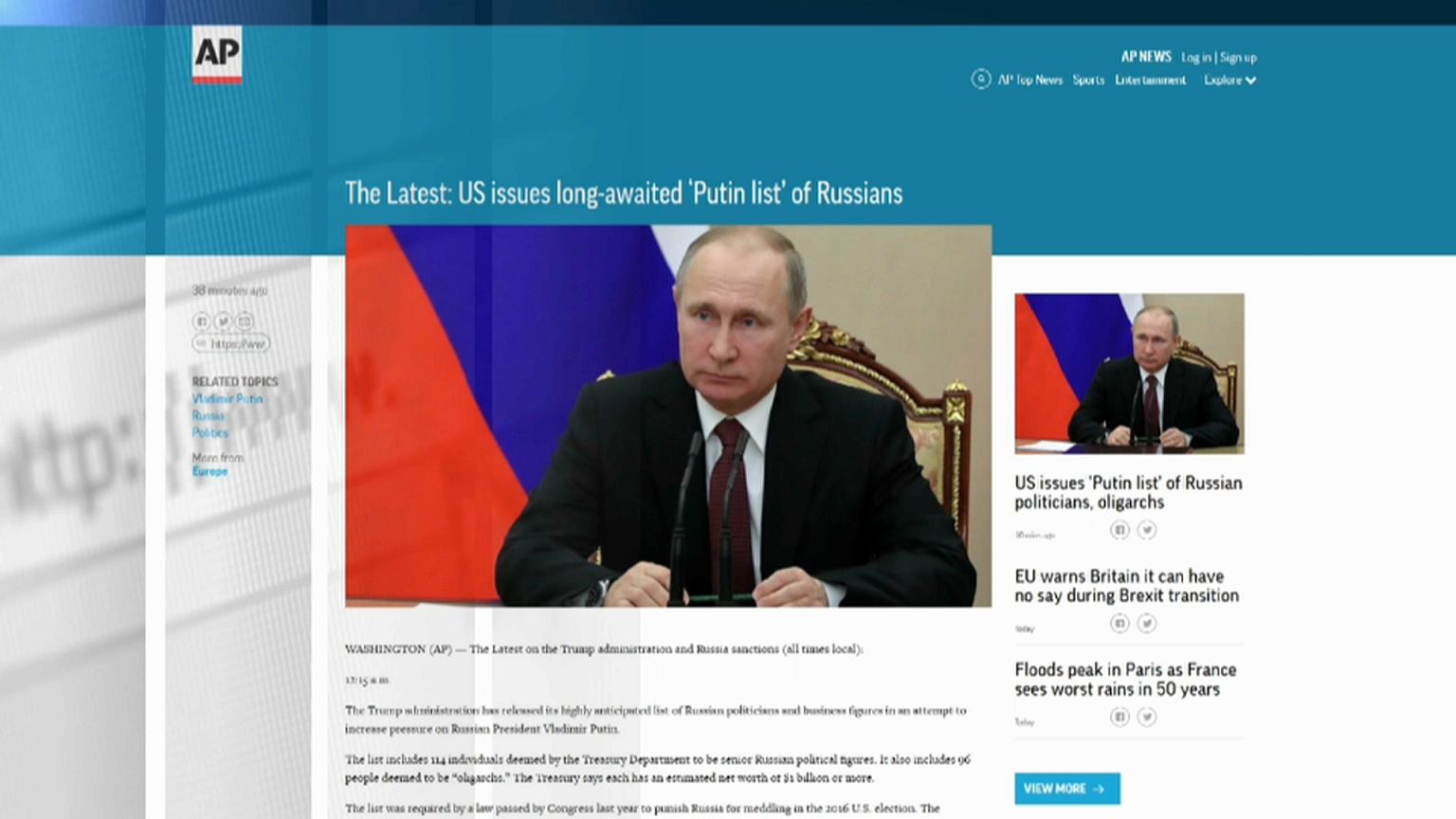 "Список Путина" опубликован