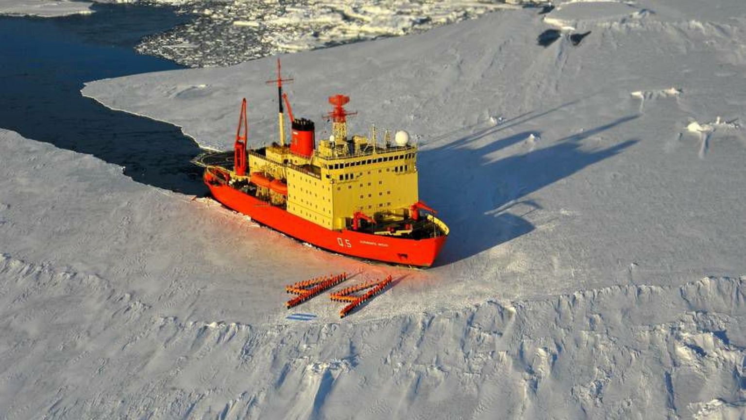 Argentine icebreaker pays tribute to missing submarine crew