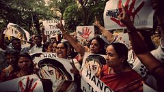 Supporters of Republican Party of India (RPI) shout slogans during a protes