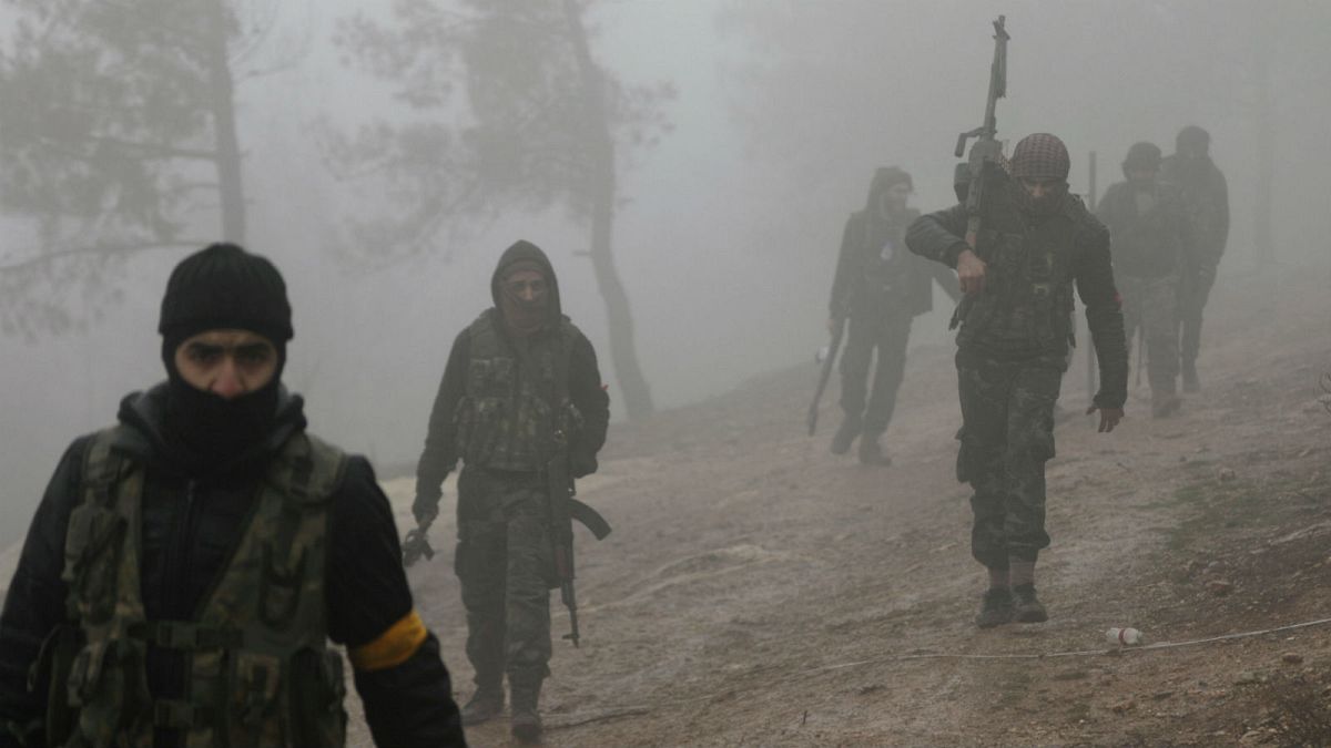 Turkey-backed Free Syria fighters near near Mount Barsaya  