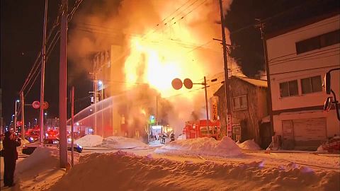 Пожар в японском городе Саппоро