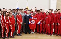 Vladimir Putin meets Russian athletes competing at Pyeongchang Winter Games