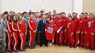 Vladimir Putin meets Russian athletes competing at Pyeongchang Winter Games