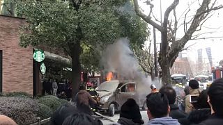 Van catches fire and ploughs through Shanghai pedestrians