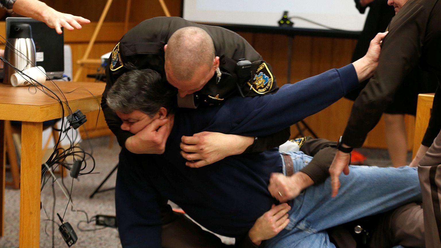 Accusers’ dad charges at Larry Nassar during sentencing hearing