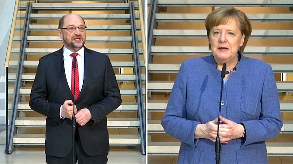 Angela Merkel e Martin Schulz ainda sem acordo de governo Angela Merkel e Martin Schulz ainda sem acordo de governo