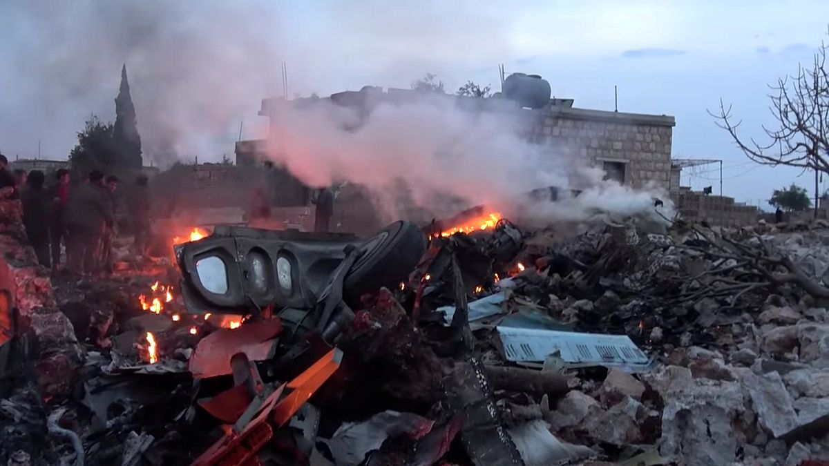 A Russian military plane shot down by Syrian rebel forces near Idlib