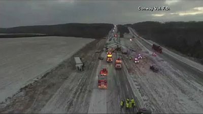 Multiple vehicle pile up in Conway, Missouri