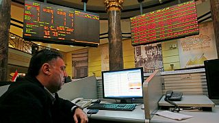 A trader works at the Egyptian stock market in Cairo