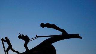 A sculpture featuring nordic sports in Pyeongchang, South Korea