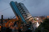 damaged residential building after earthquake hit Hualien