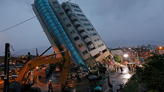 damaged residential building after earthquake hit Hualien
