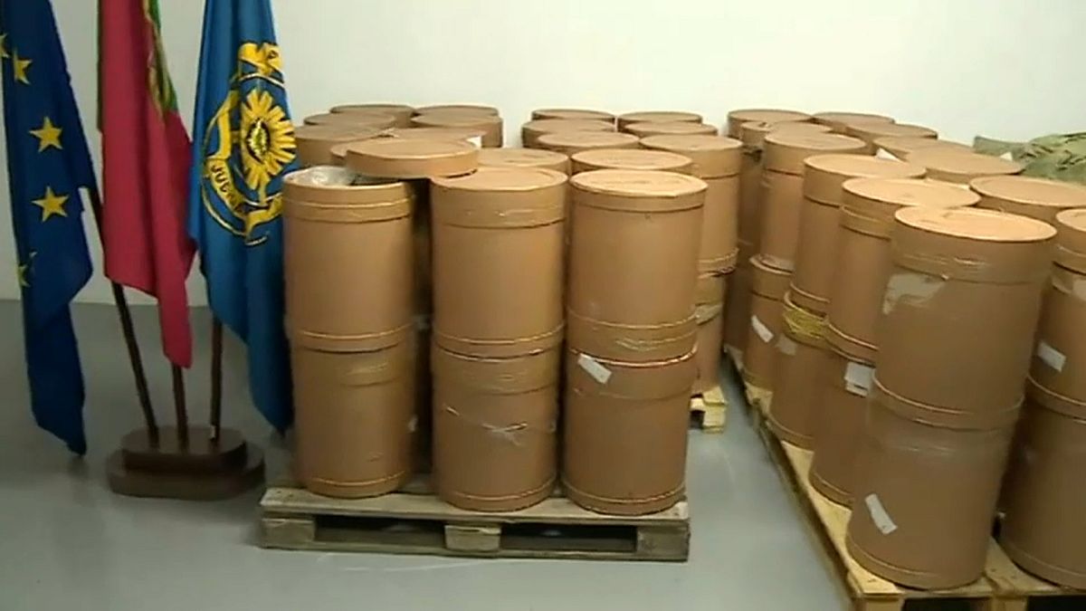 Portugal's judicial police show off one of their largest ever hauls
