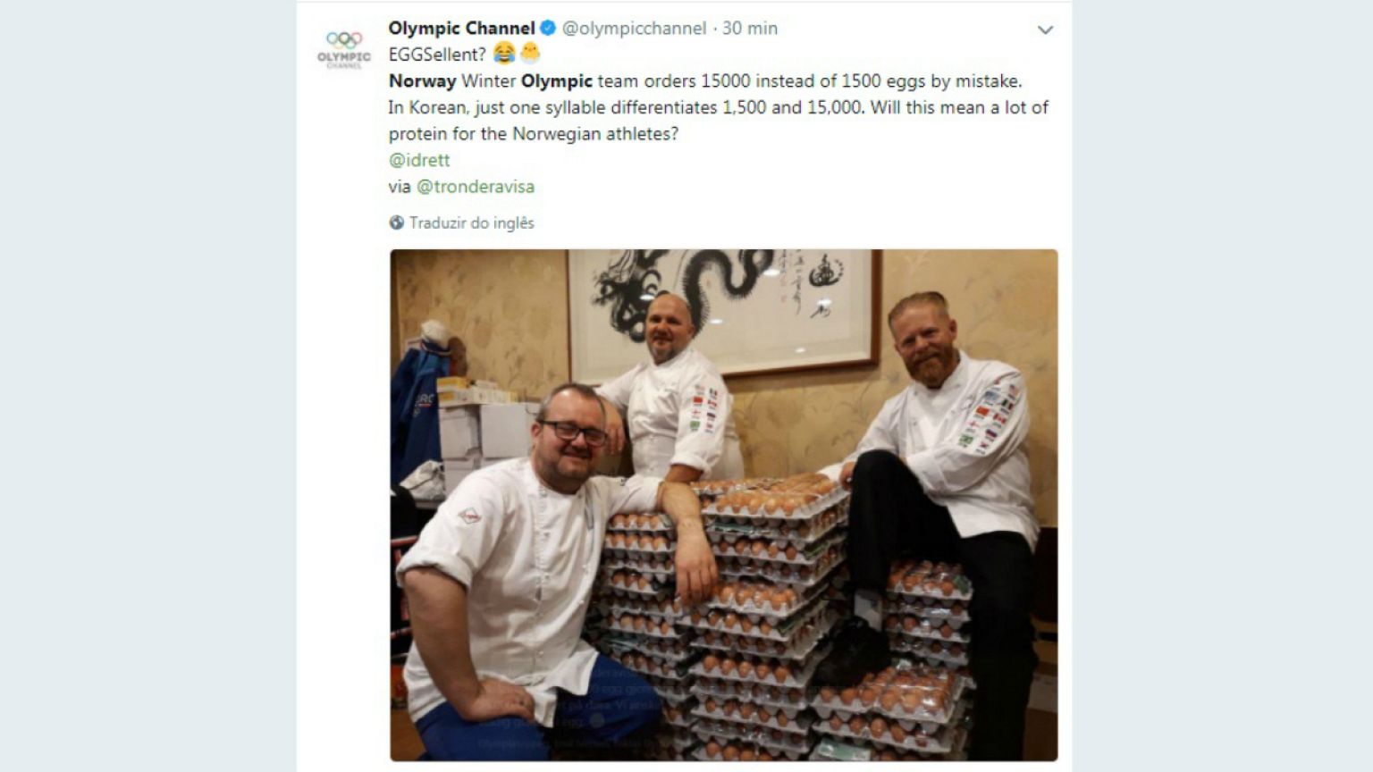 A Noruega é a primeira campeã de PyeongChang... mas em ovos!